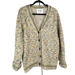 Re/Done 90s Style Oversized Multicolor Button-Up Cardigan Sweater Medium